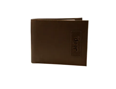 jeep billetera cherokee billfold de cuero marron