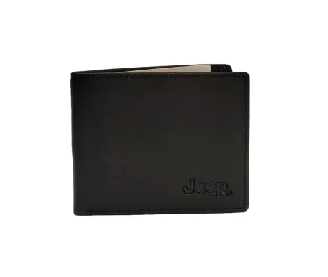jeep billetera billfold de cuero negro