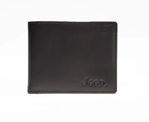 jeep billetera billfold de cuero marron oscuro